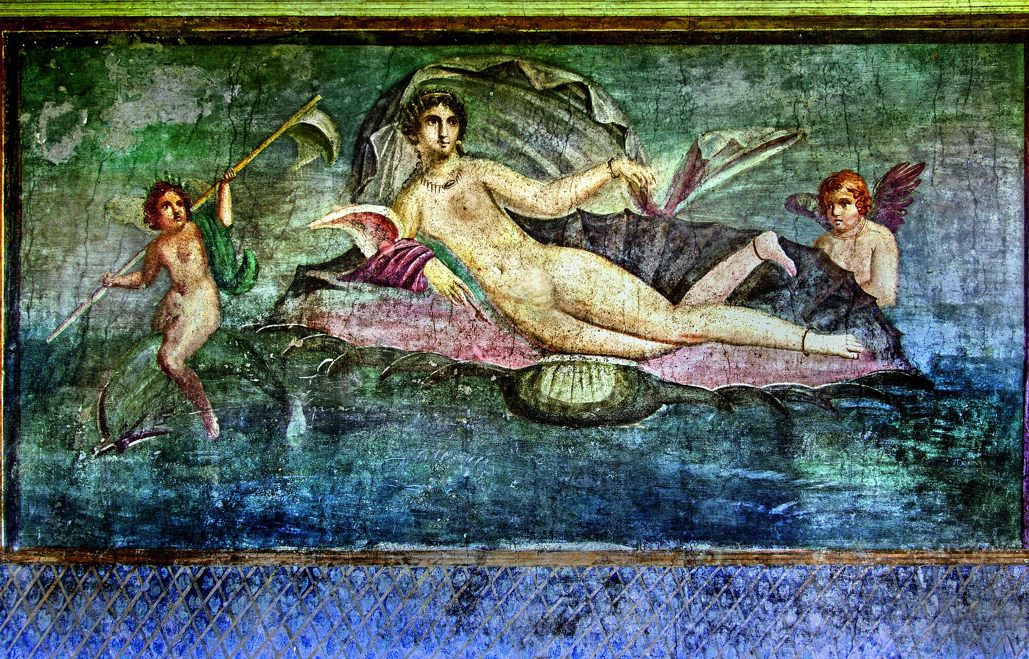 Das berühmte Gartenwandfresko „Die Geburt der Venus“ aus dem „Haus der Venus in der Muschel“ in Pompeji