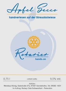 2025, apfel, secco, clubprodukt, rotarier, hands-on, kinderlähmung, epn, end polio now, polio