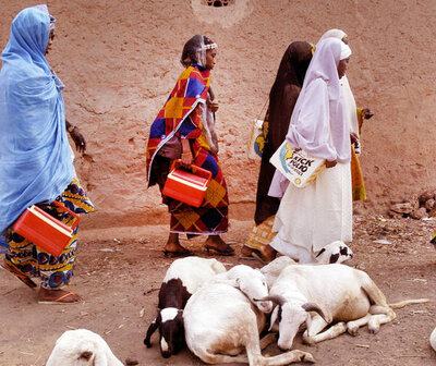 Impfhelfer in Nigeria bringen Polio-Impfungen in die Dörfer