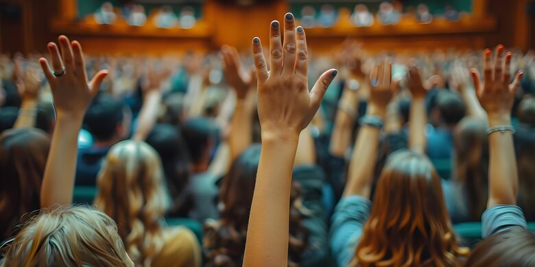 Demokratie: Menschen stimmen über ein Vorhaben ab