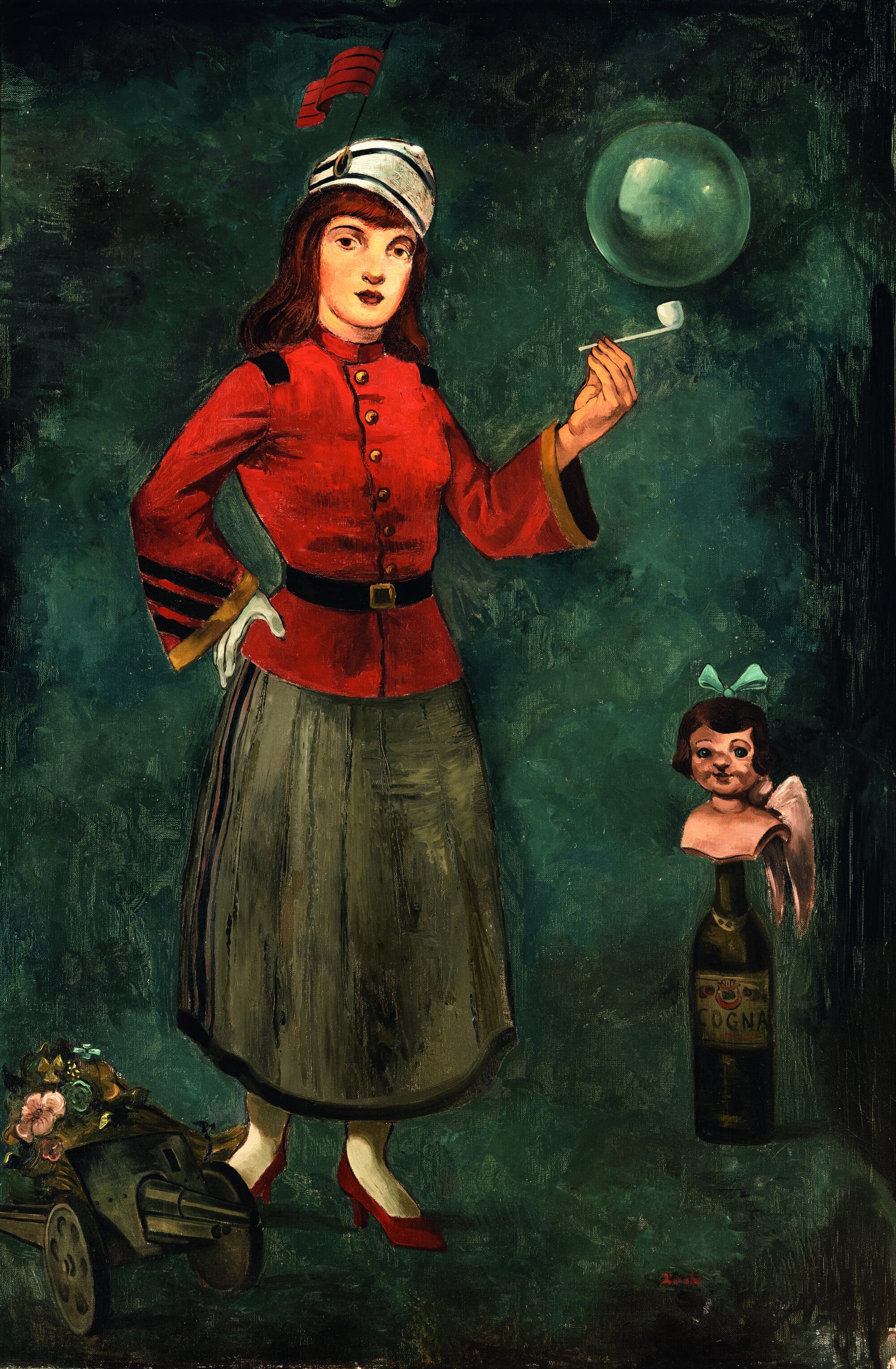 Mack Kock: Frau mit Pfeife, Öl auf Leinwand, um 1930