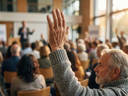 Demokratie: Menschen stimmen über ein Vorhaben ab
