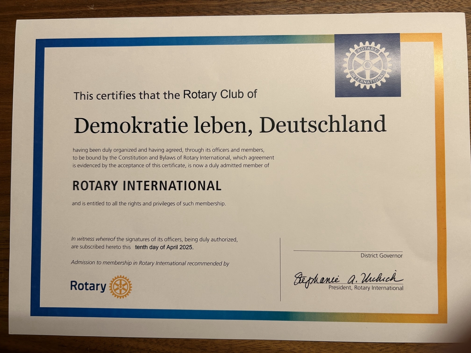 2025, charter, themenclub, demokratie leben, urkunde