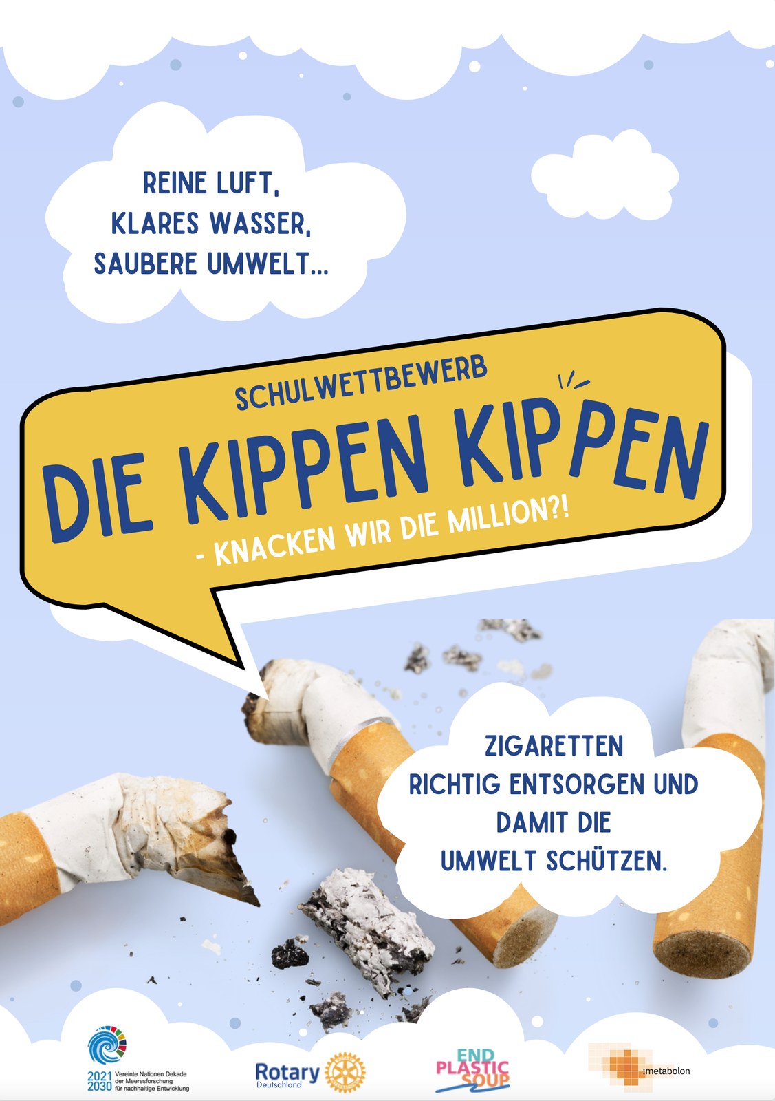 2024, umwelt, formular, zigaretten kippen, sammeln, flyer, schulwettbewerb