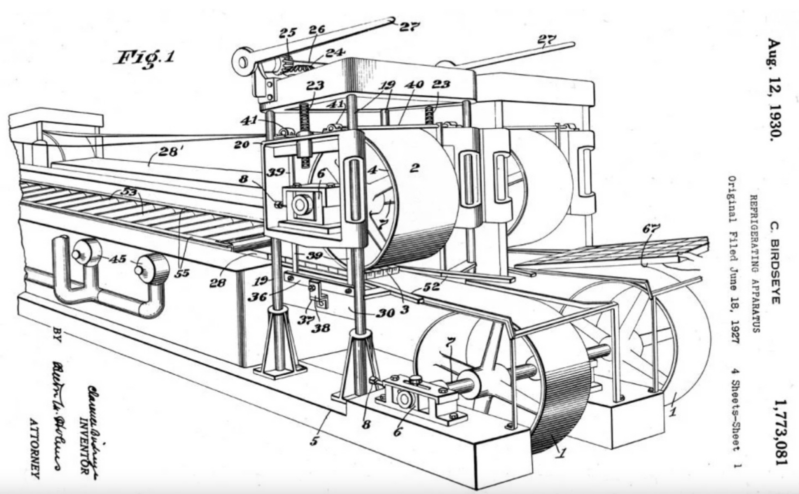 2025, maschinenentwurf, froster, gefrierer, refrigerating apparatus, clarence birdseye
