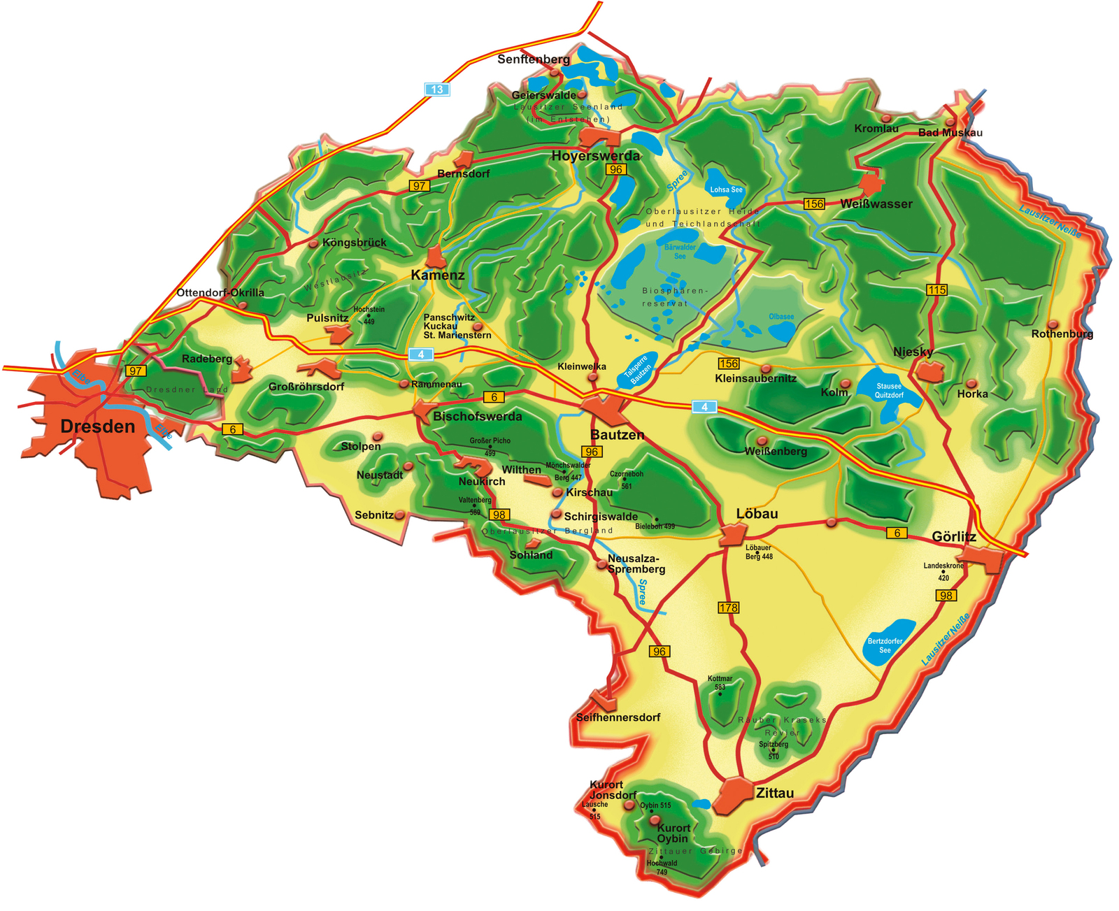 2025, karte, sachsen, dreiländereck
