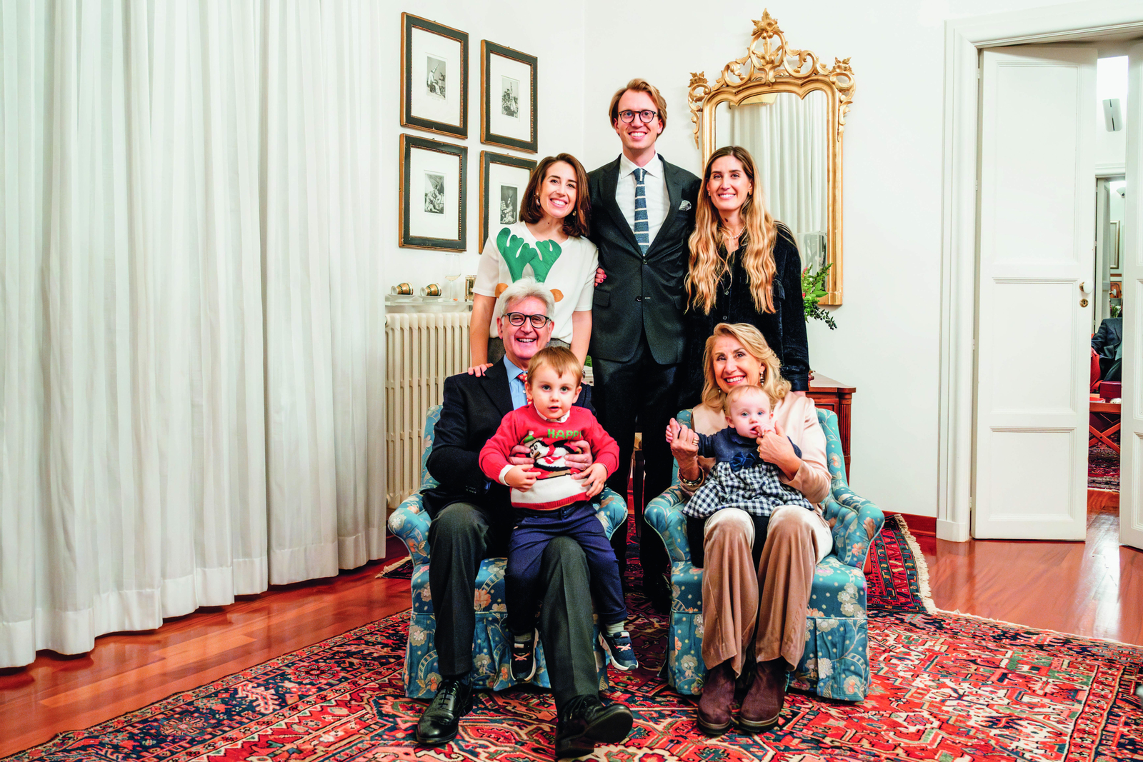Ein Urlaubsfoto mit den Enkelkindern Francesco und Anna Maria und (stehend, von links) Tochter Elena, Schwiegersohn Magnus und Tochter Raffaela