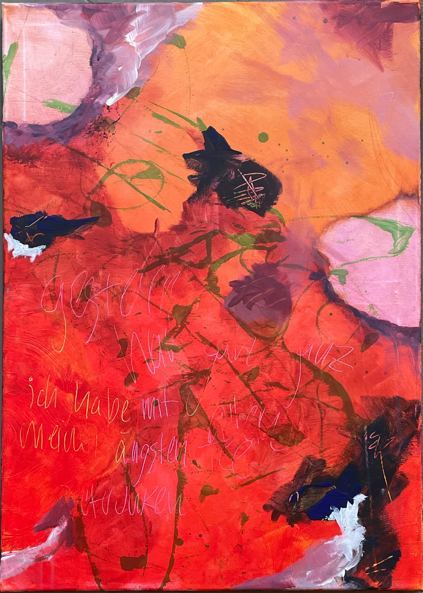 Das Werk „Mit meinen Ängsten Tee trinken” von Palina Meffert kann ebenfalls ersteigert werden.