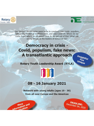 Online-Seminar - RYLA zu Demokratie und Corona