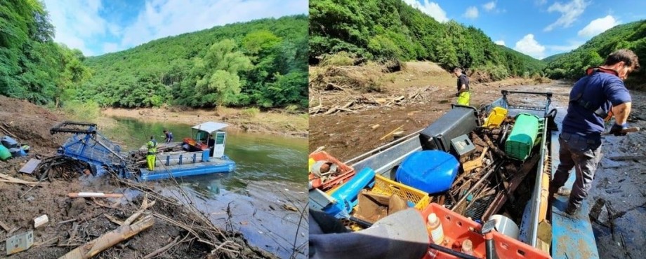 Aktuell - Müllsammelboot nun im Hochwassergebiet im Einsatz