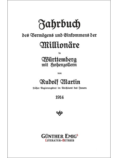Exlibris - Jahrbuch des Vermögens und Einkommens der Millionäre in Württemberg mit Hohenzollern 1914