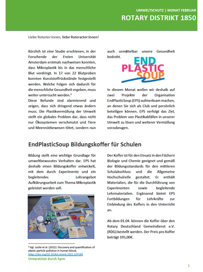 Umweltschutz - Newsletter: Plastik überall