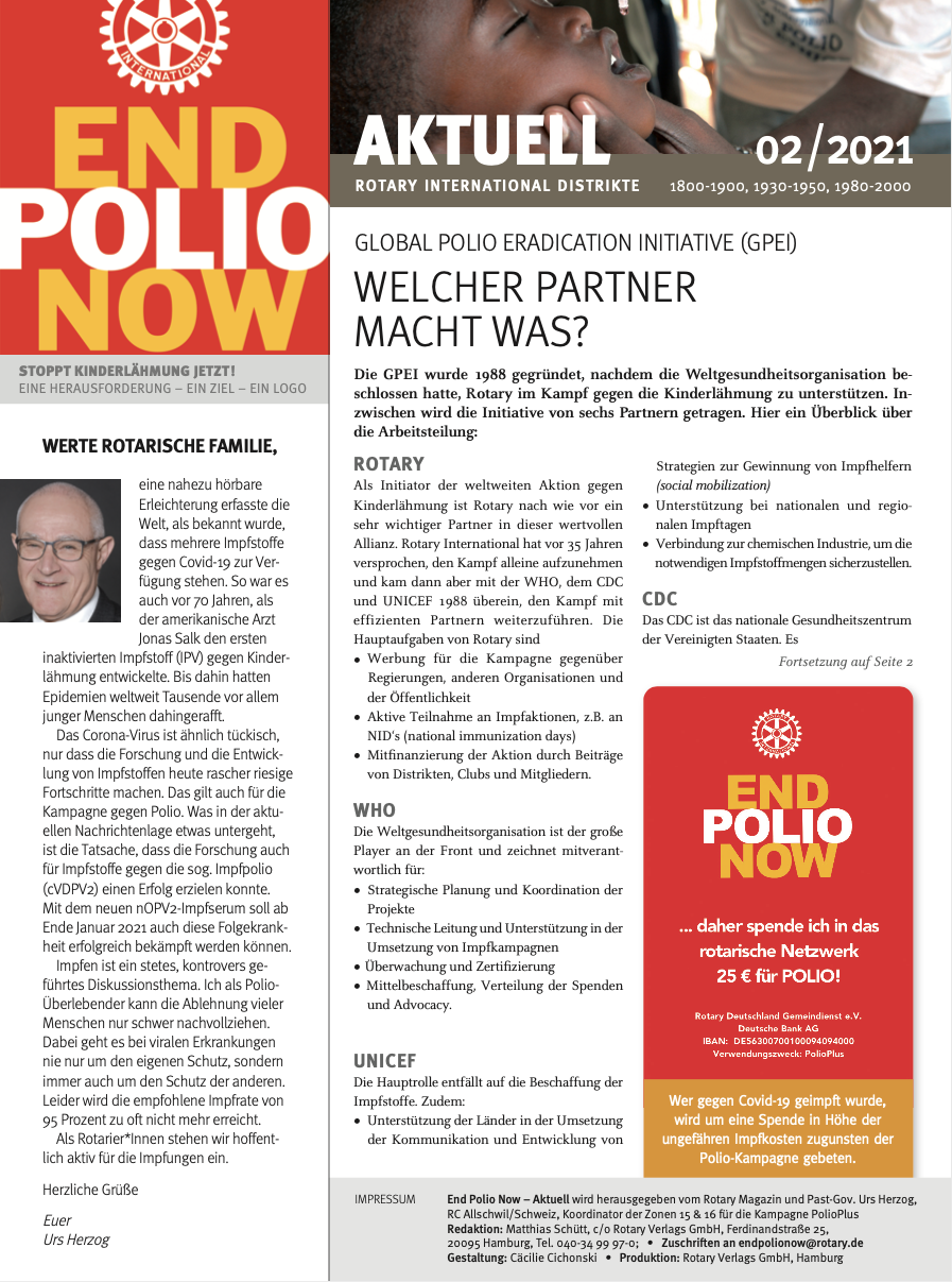 2021, epn, end polio now, polio, kinderlähmung, newsletter, februar