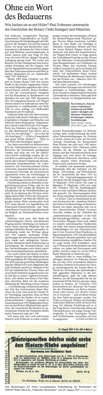 FAZ, Ohne ein Wort des Bedauerns, Paul Erdmann, Rotarier unterm Hakenkreuz, Salier Verlag