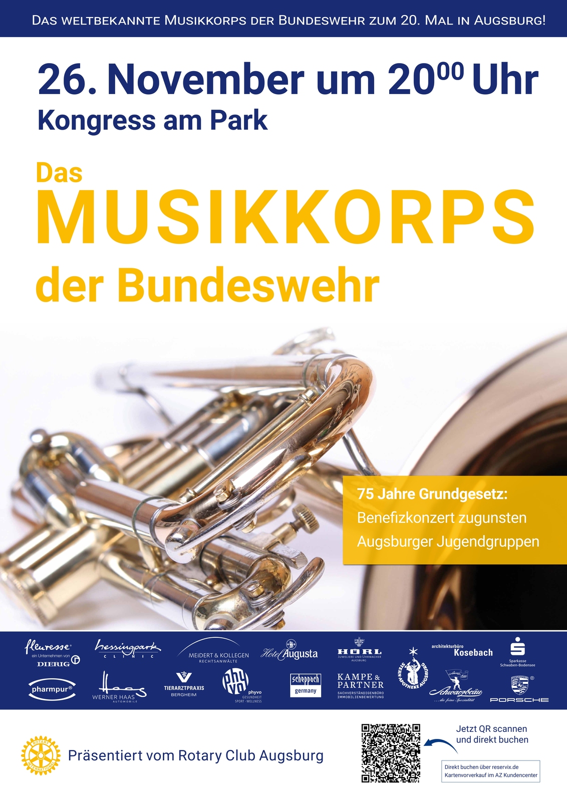 2024, augsburg, benefizkonzert, kinder, jugendliche, musikkorps der bundeswehr 