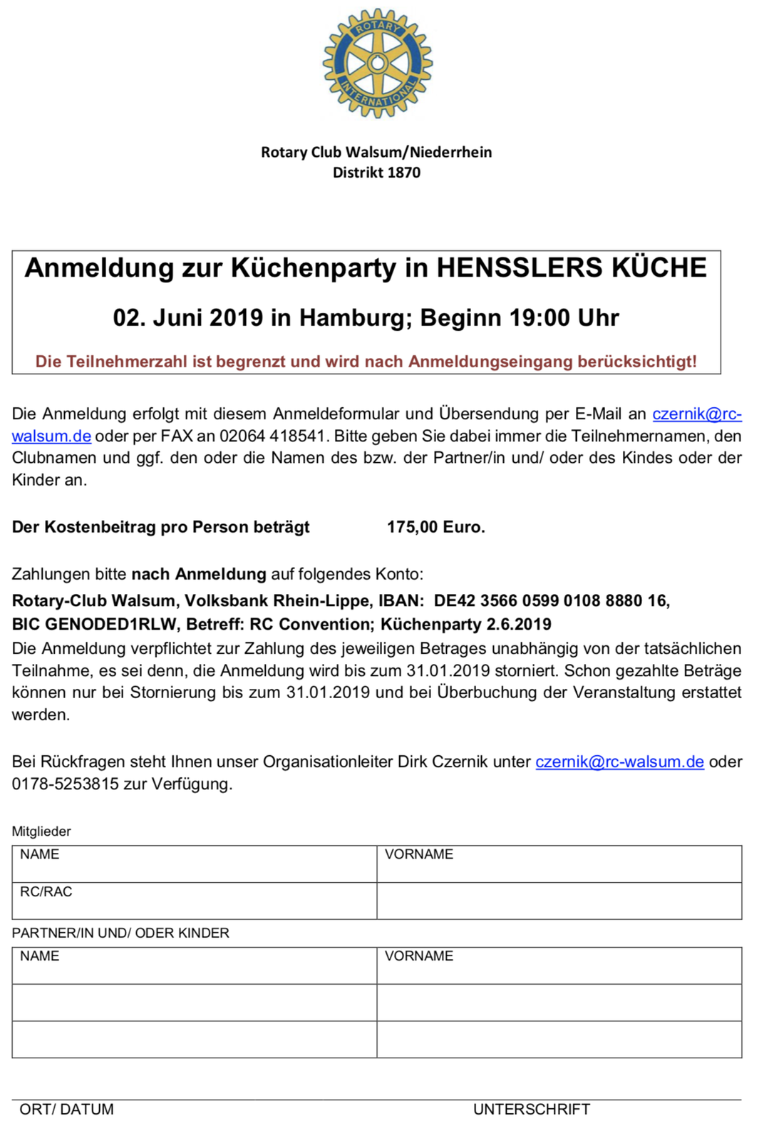 2018, Küchenparty, Hamburg, Convention, Anmeldung